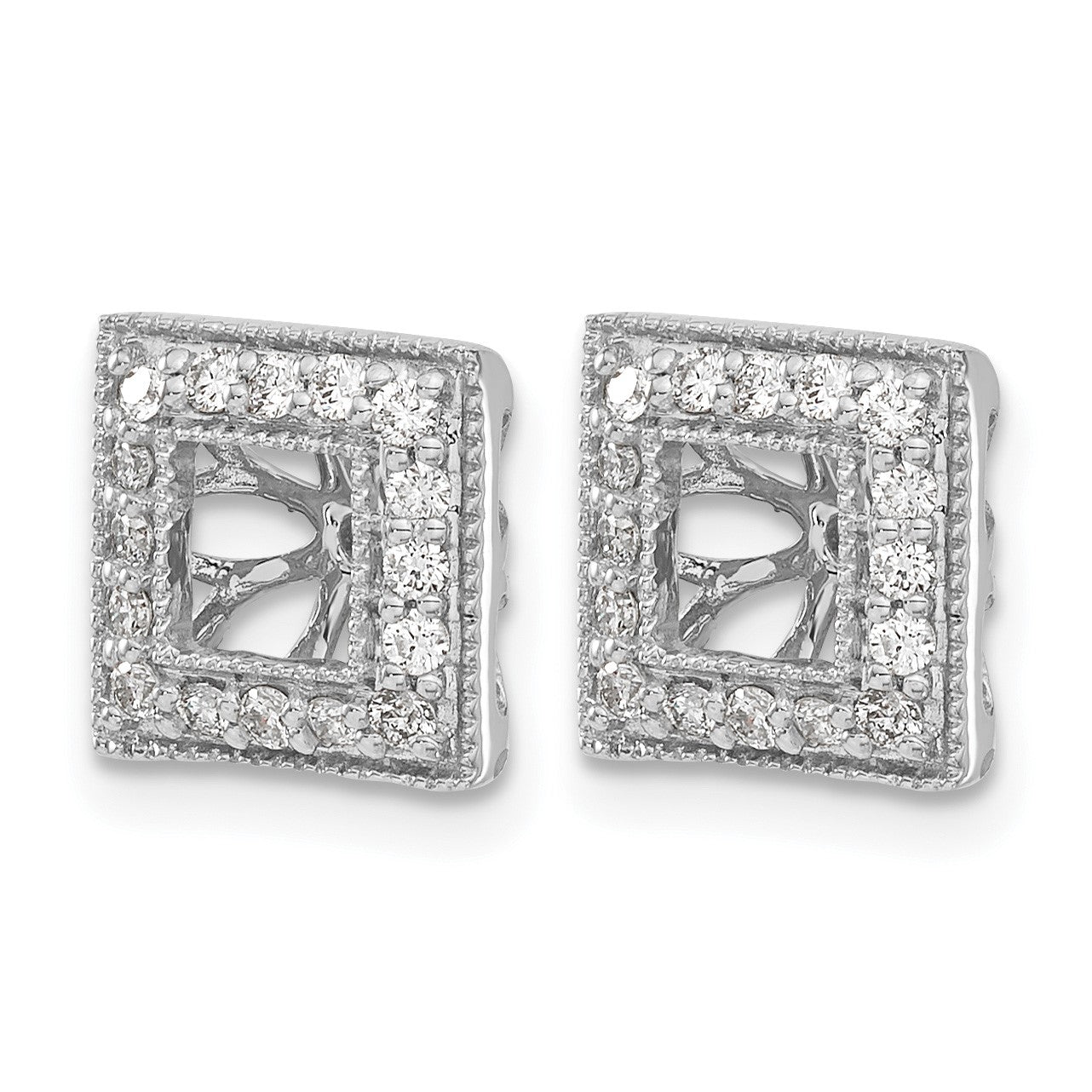 14k White Gold 1/3 carat Diamond Square Earring Jackets