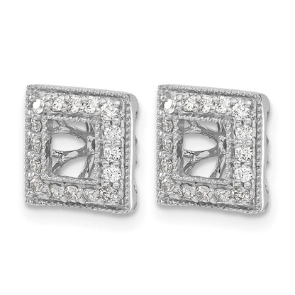 14k White Gold 1/3 carat Diamond Square Earring Jackets