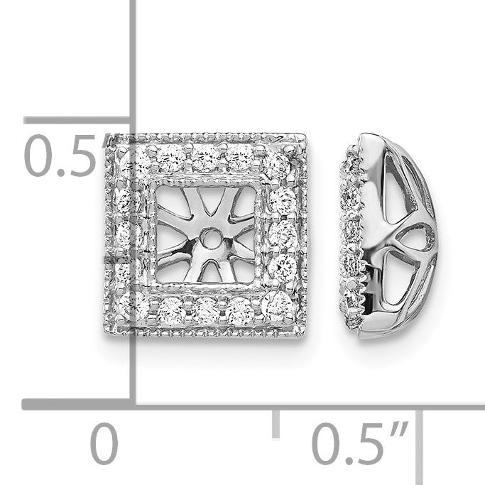 14k White Gold 1/3 carat Diamond Square Earring Jackets