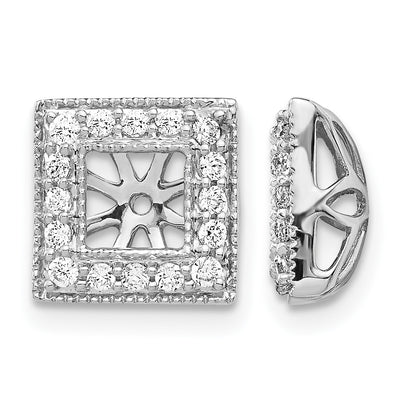 14k White Gold 1/3 carat Diamond Square Earring Jackets