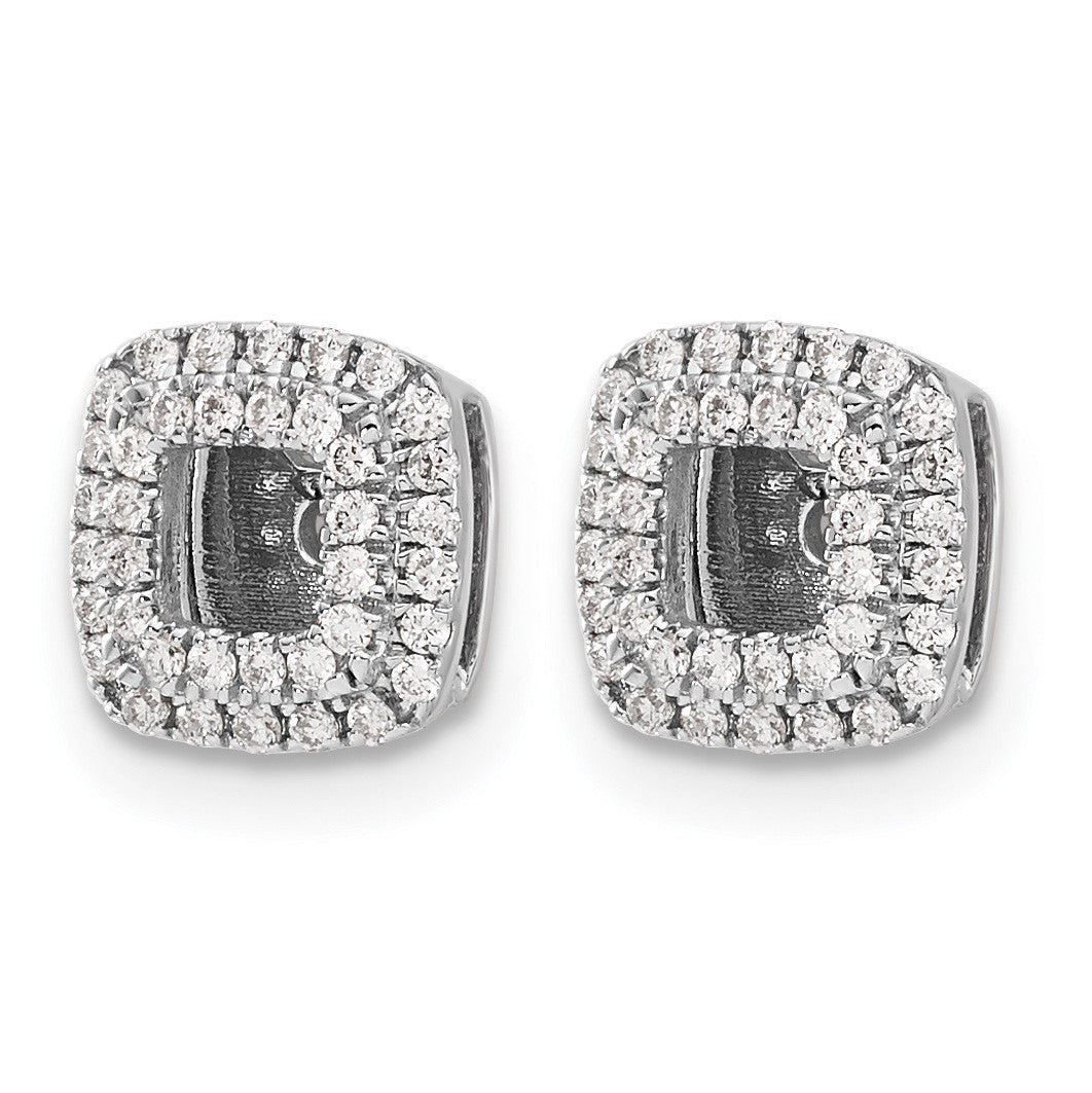 14k White Gold 1/4 carat Diamond Square Earring Jackets
