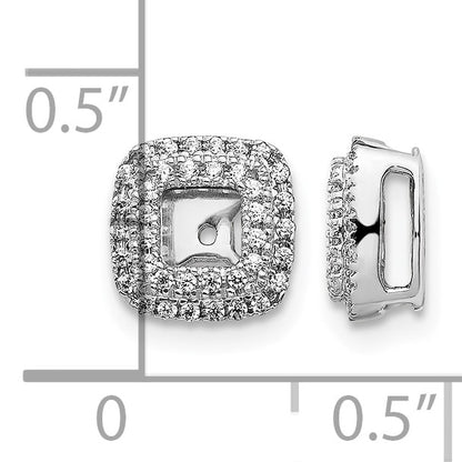 14k White Gold 1/4 carat Diamond Square Earring Jackets