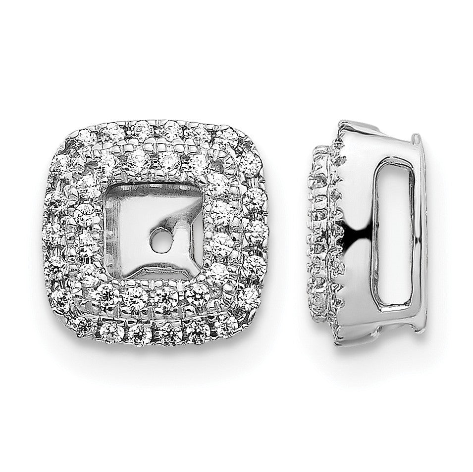 14k White Gold 1/4 carat Diamond Square Earring Jackets