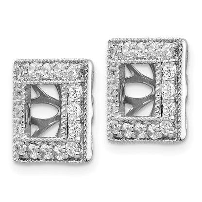 14k White Gold 1/2 carat Diamond Square Earring Jackets