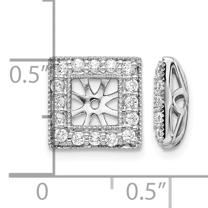 14k White Gold 1/2 carat Diamond Square Earring Jackets