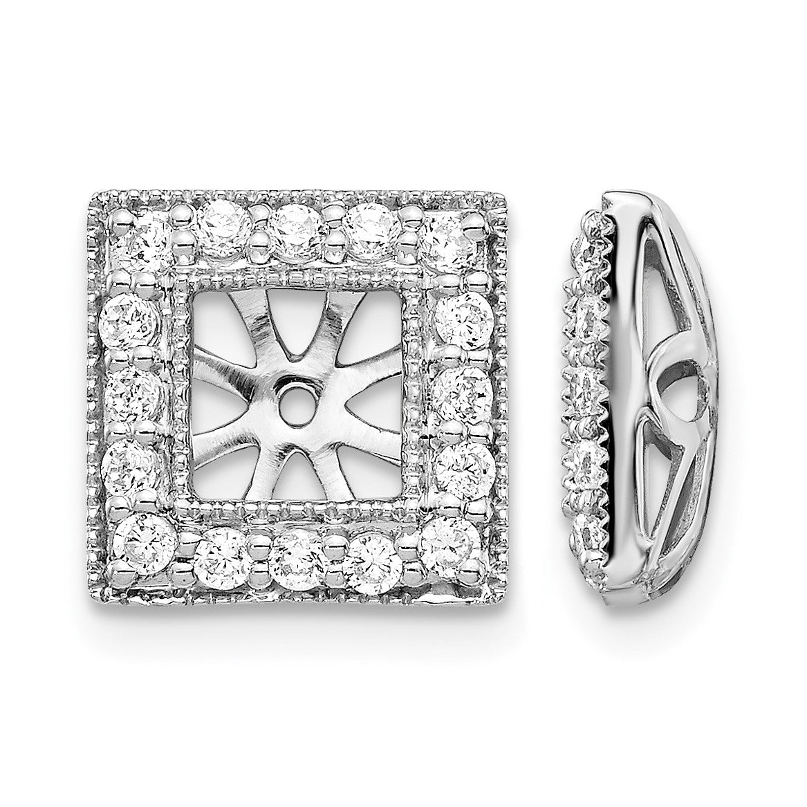 14k White Gold 1/2 carat Diamond Square Earring Jackets
