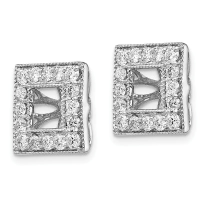 14k White Gold 7/8 carat Diamond Square Earring Jackets