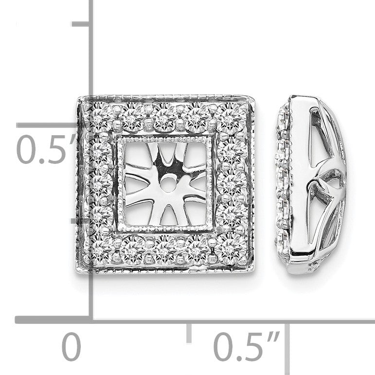 14k White Gold 7/8 carat Diamond Square Earring Jackets