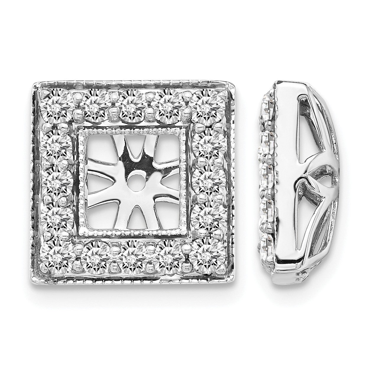 14k White Gold 7/8 carat Diamond Square Earring Jackets