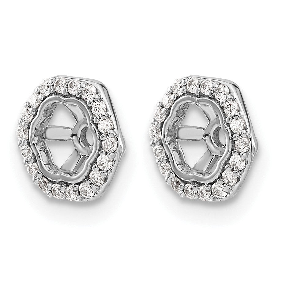 14k White Gold Hexagon 1/6 carat Diamond Earring Jackets