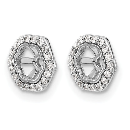 14k White Gold Hexagon 1/6 carat Diamond Earring Jackets