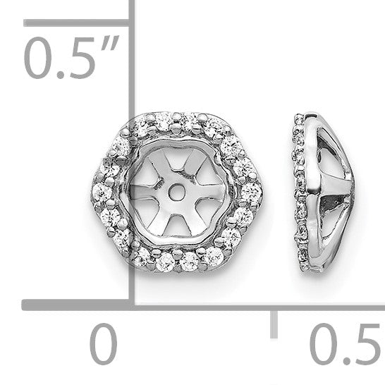 14k White Gold Hexagon 1/6 carat Diamond Earring Jackets