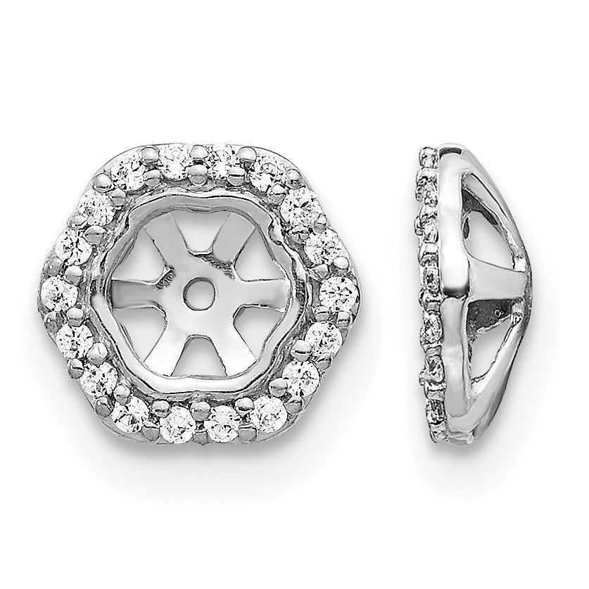 14k White Gold Hexagon 1/6 carat Diamond Earring Jackets