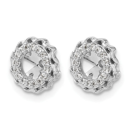 14k White Gold Twisted Edge 1/10 carat Diamond Earring Jackets