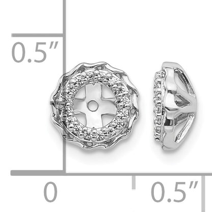 14k White Gold Twisted Edge 1/10 carat Diamond Earring Jackets
