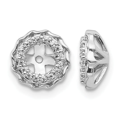 14k White Gold Twisted Edge 1/10 carat Diamond Earring Jackets