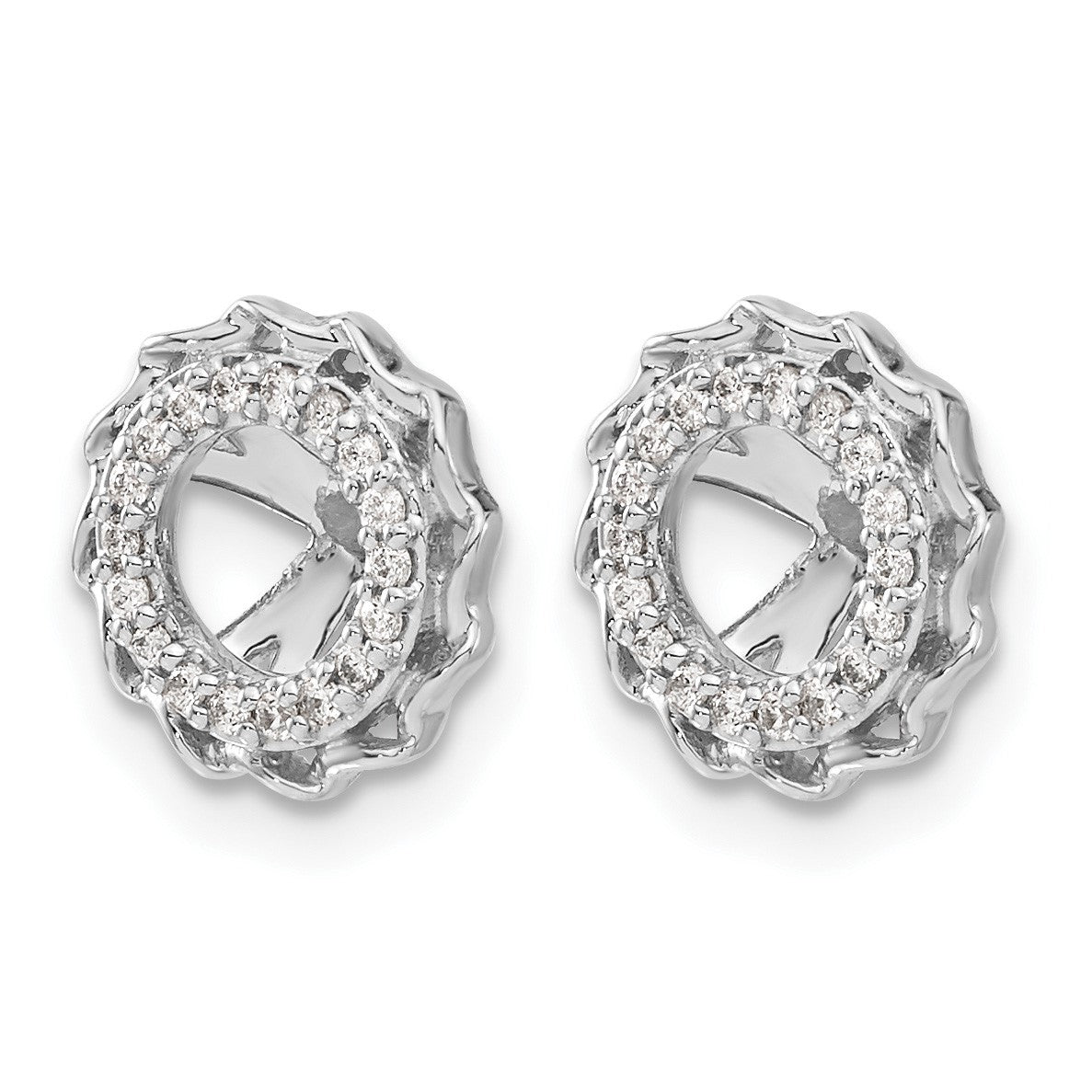 14k White Gold Twisted Edge 1/6 carat Diamond Earring Jackets