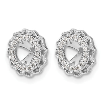 14k White Gold Twisted Edge 1/6 carat Diamond Earring Jackets
