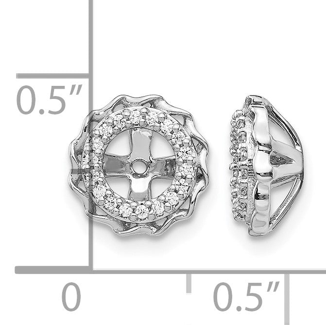 14k White Gold Twisted Edge 1/6 carat Diamond Earring Jackets