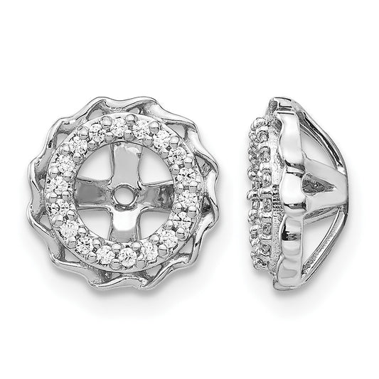 14k White Gold Twisted Edge 1/6 carat Diamond Earring Jackets