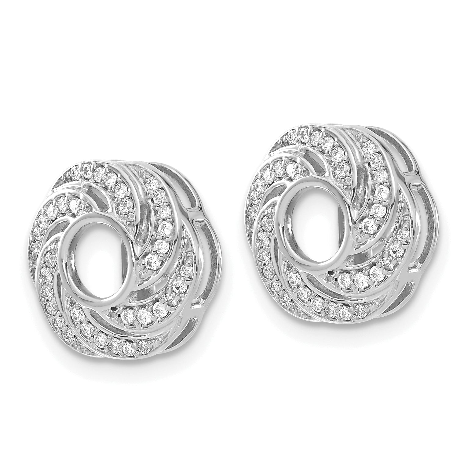14k White Gold 1/4 carat Diamond Swirl Earring Jackets