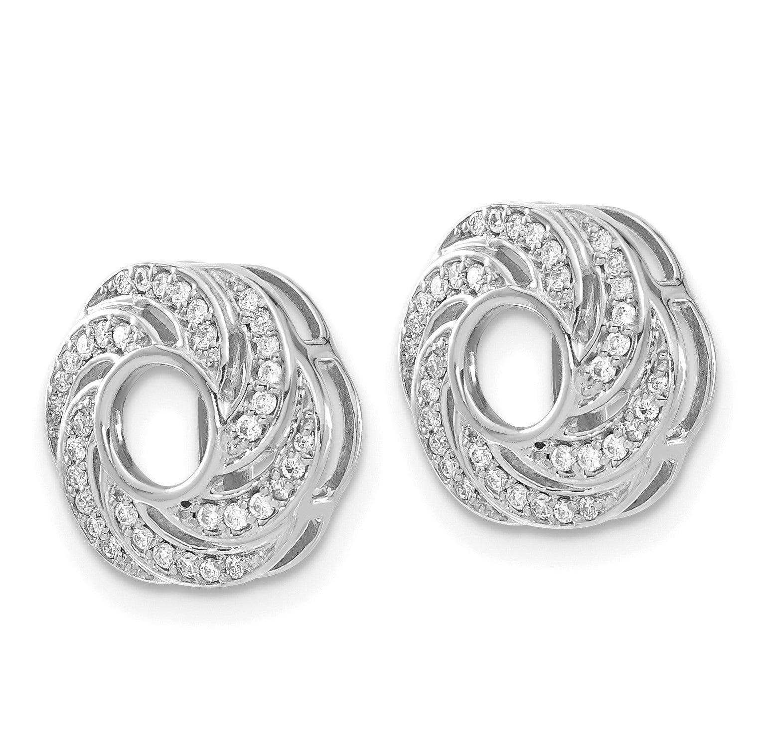 14k White Gold 1/4 carat Diamond Swirl Earring Jackets