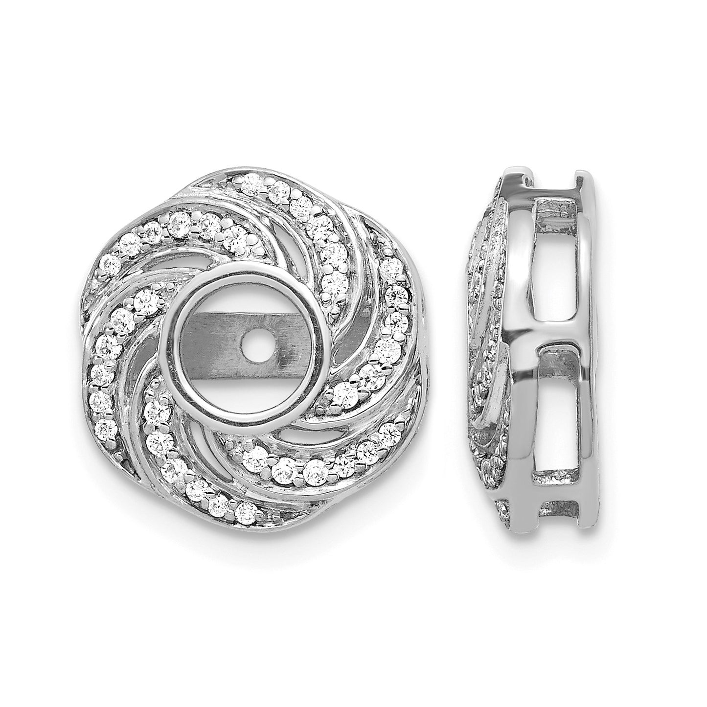 14k White Gold 1/4 carat Diamond Swirl Earring Jackets