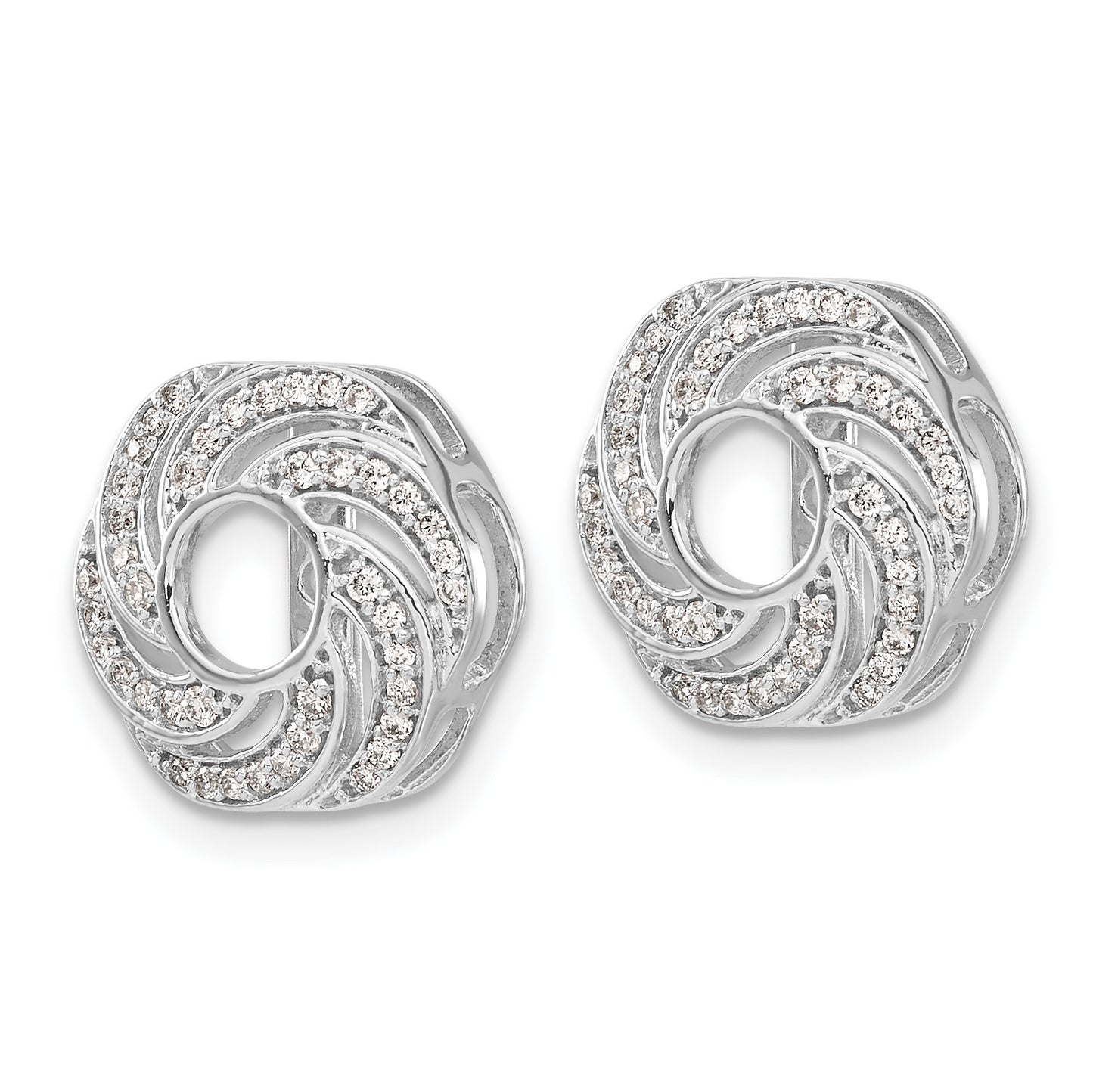 14k White Gold 1/3 carat Diamond Swirl Earring Jackets