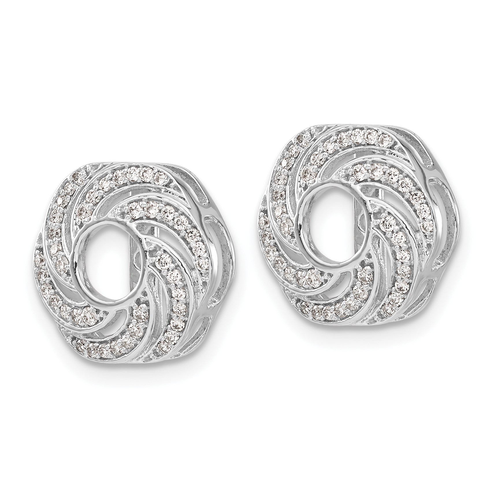 14k White Gold 1/3 carat Diamond Swirl Earring Jackets