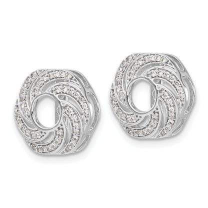 14k White Gold 1/3 carat Diamond Swirl Earring Jackets