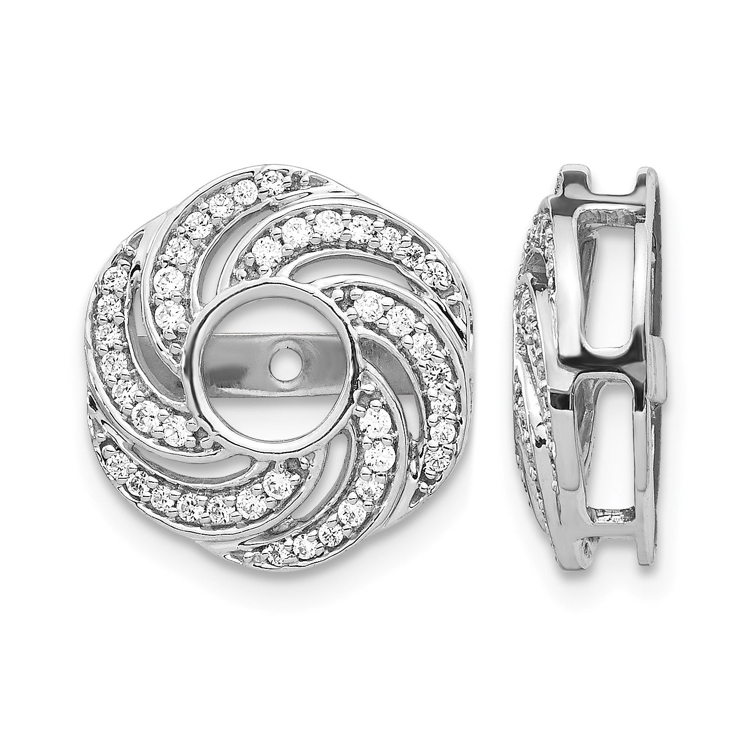 14k White Gold 1/3 carat Diamond Swirl Earring Jackets
