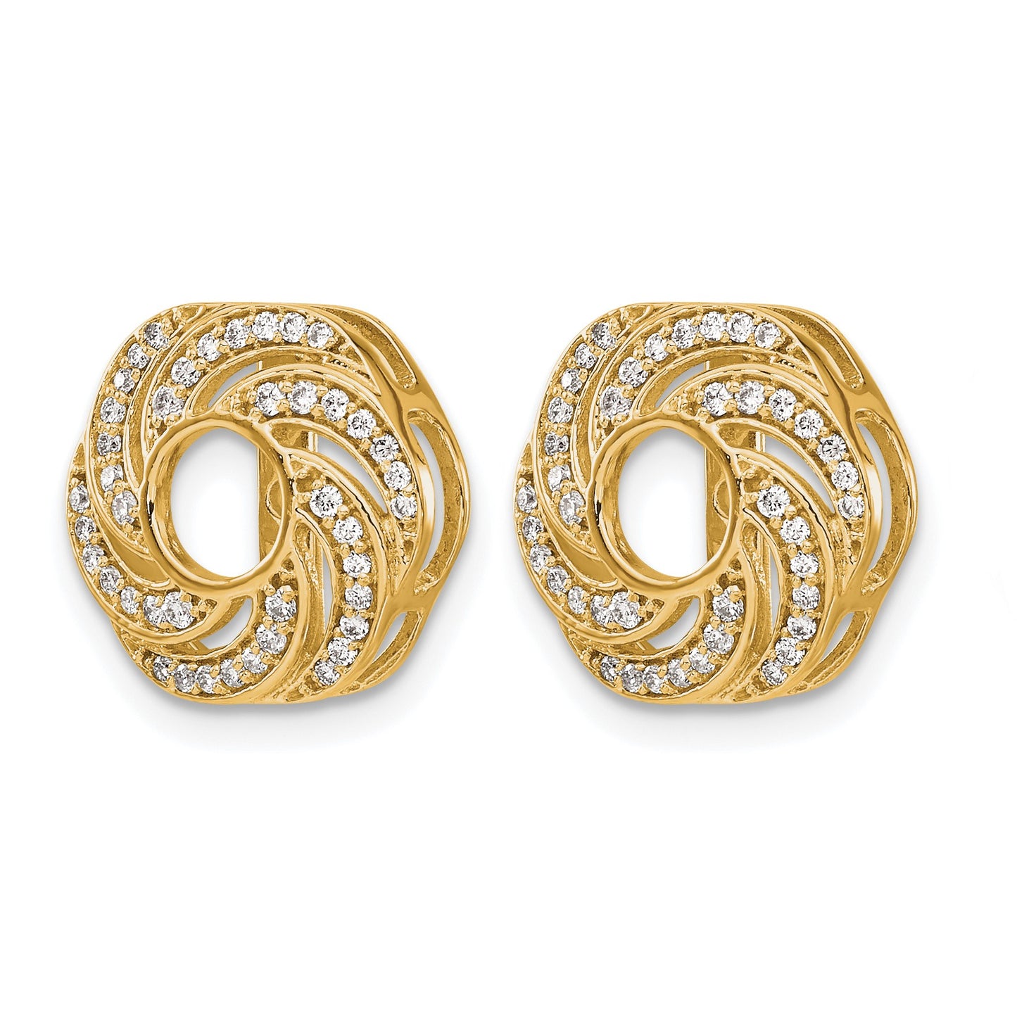 14k 1/3 carat Diamond Swirl Earring Jackets