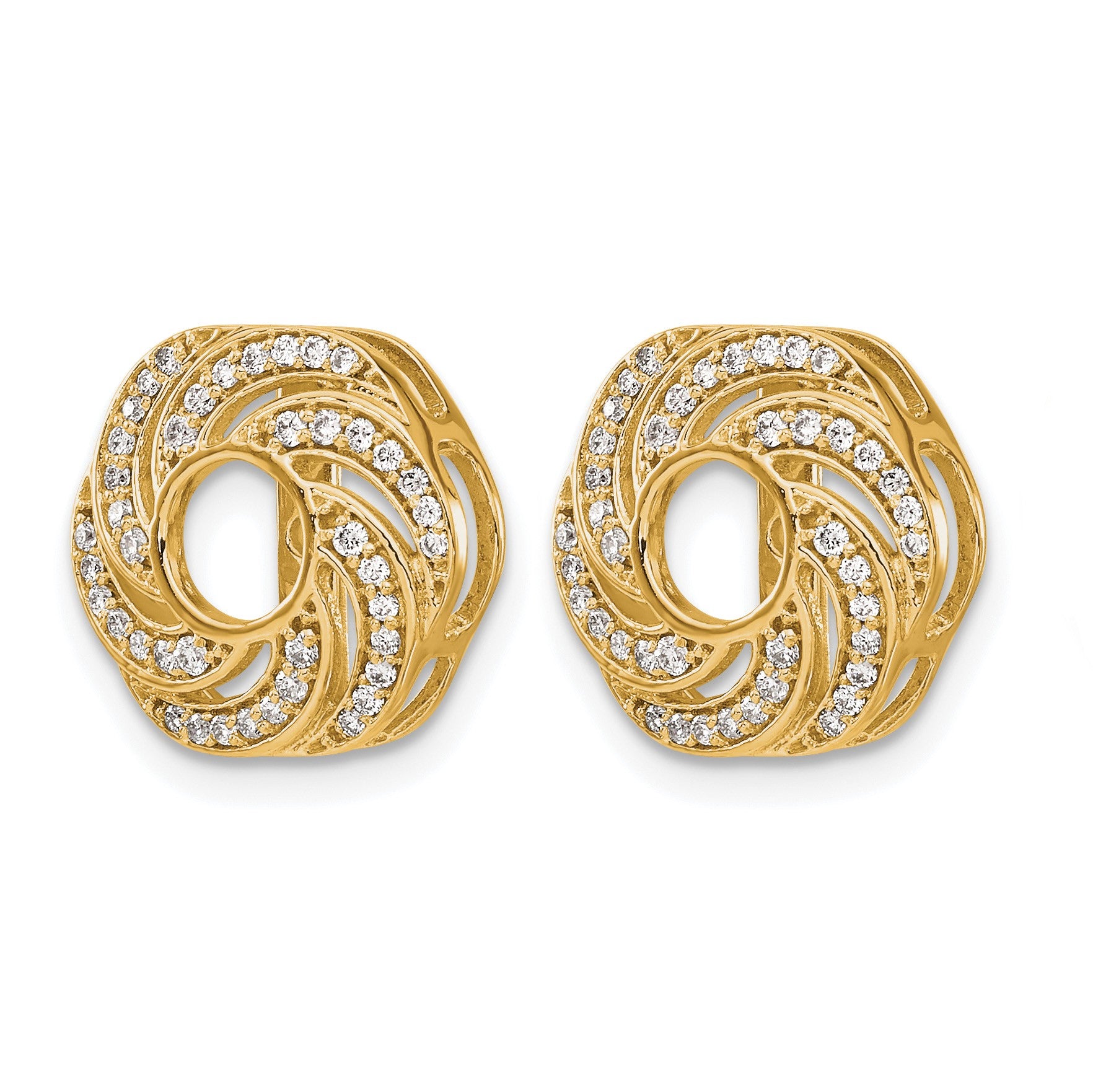 14k 1/3 carat Diamond Swirl Earring Jackets