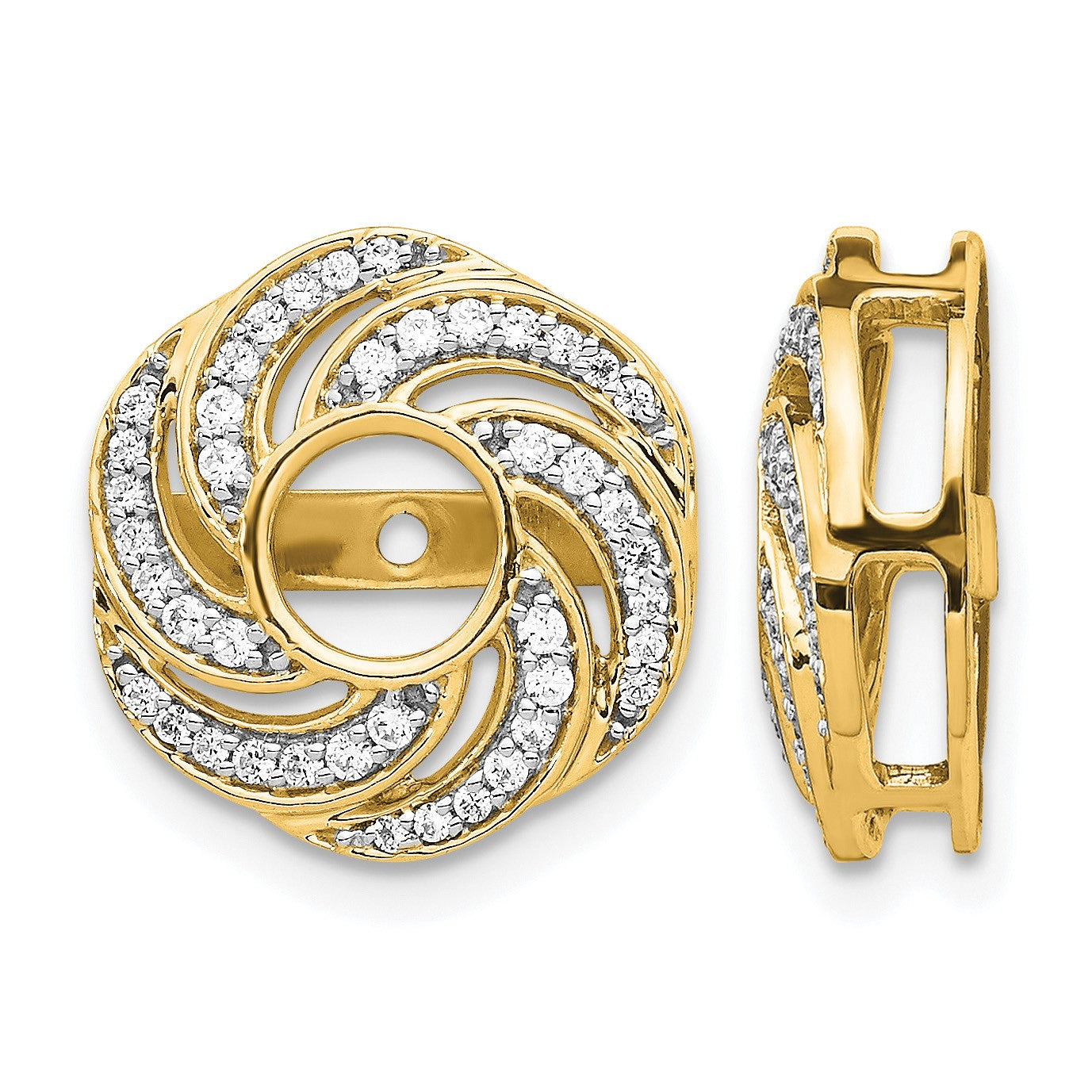 14k 1/3 carat Diamond Swirl Earring Jackets