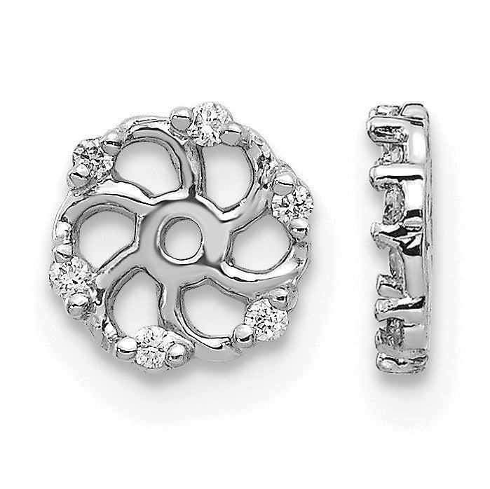 14k White Gold 1/20 carat AA Diamond Earring Jackets