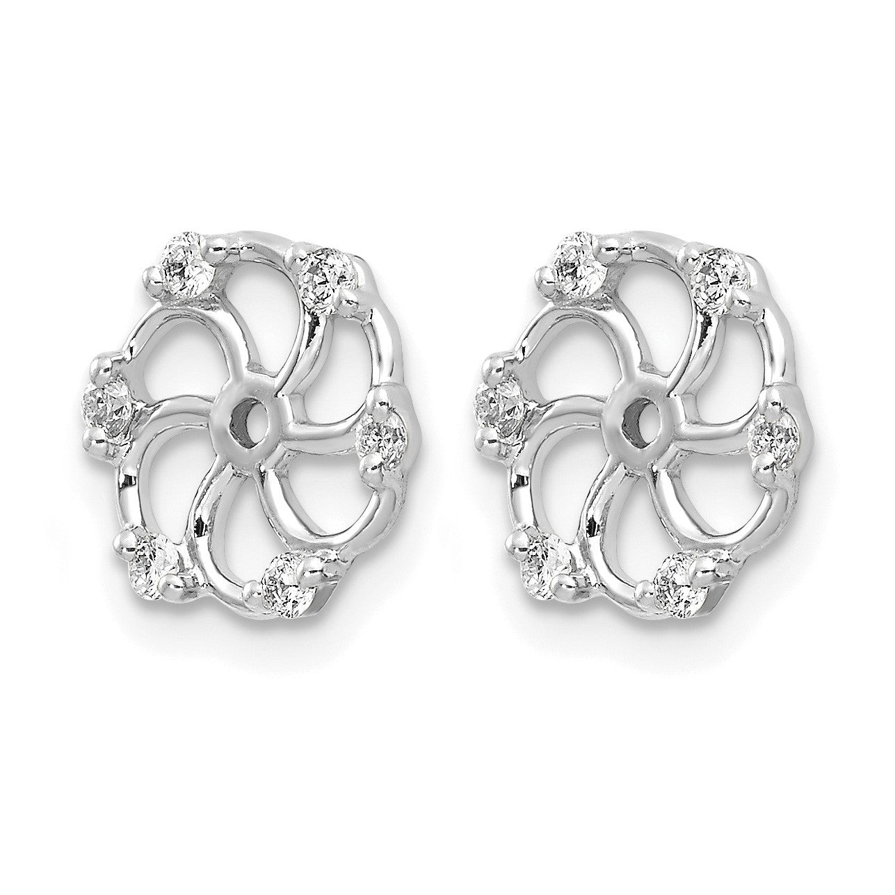 14k White Gold 1/5 carat AA Diamond Earring Jackets
