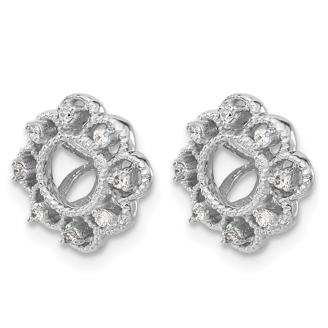 14k White Gold Fancy 1/10 carat Diamond Earring Jackets