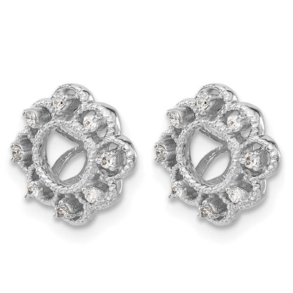 14k White Gold Fancy 1/10 carat Diamond Earring Jackets
