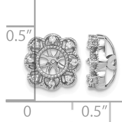 14k White Gold Fancy 1/10 carat Diamond Earring Jackets
