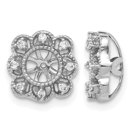 14k White Gold Fancy 1/10 carat Diamond Earring Jackets