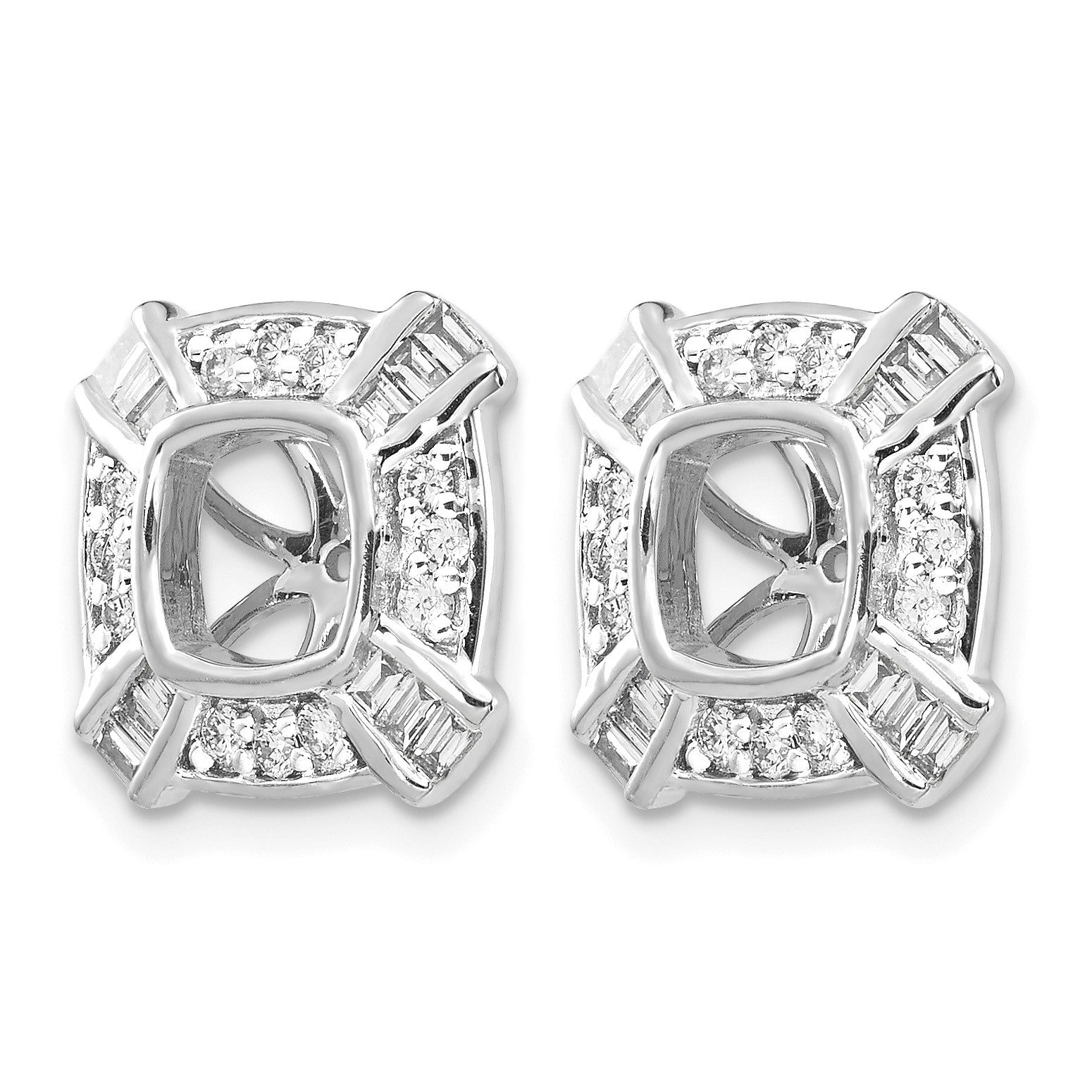 14k White Gold 1/2 carat Diamond Fancy Square Earring Jackets