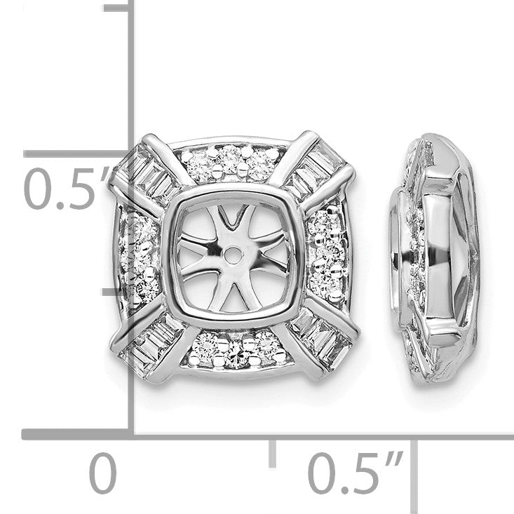 14k White Gold 1/2 carat Diamond Fancy Square Earring Jackets