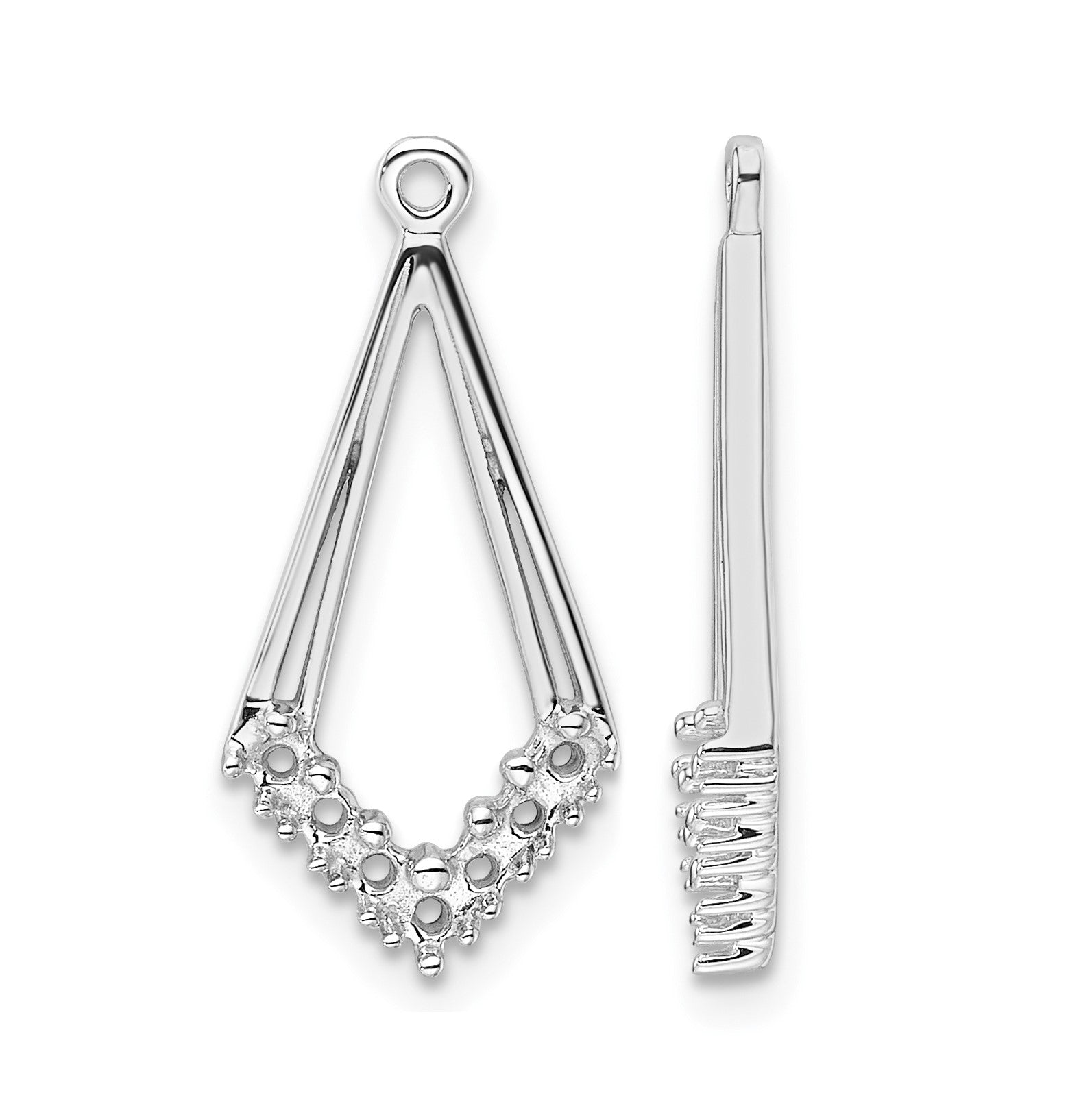 14k White Gold Kite-Shaped Diamond Earring Jacket Mountings