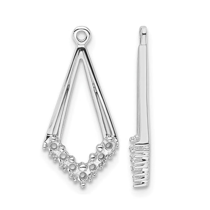 14k White Gold Kite-Shaped Diamond Earring Jacket Mountings
