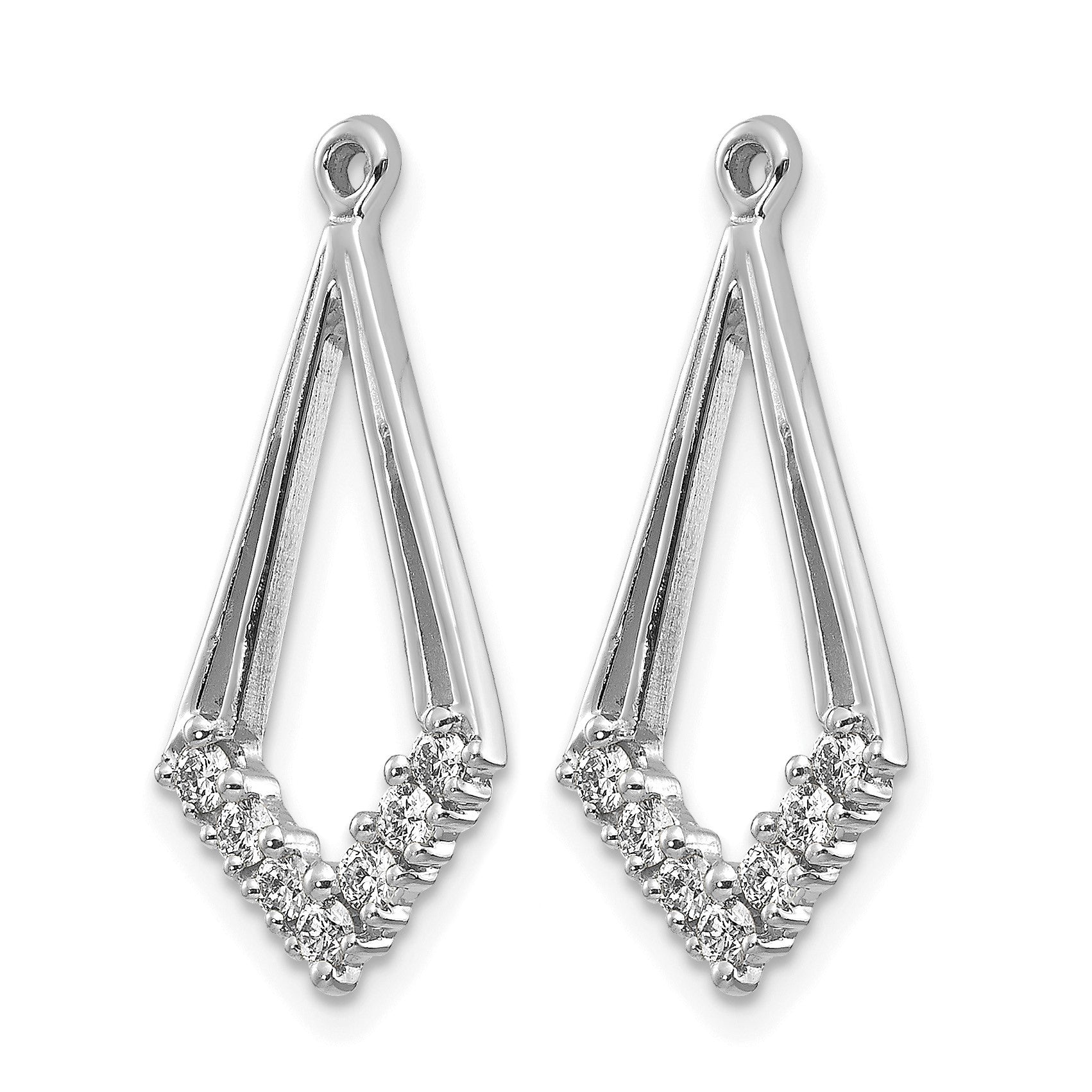 14k White Gold 1/4 carat AA Diamond Kite-Shaped Earring Jackets