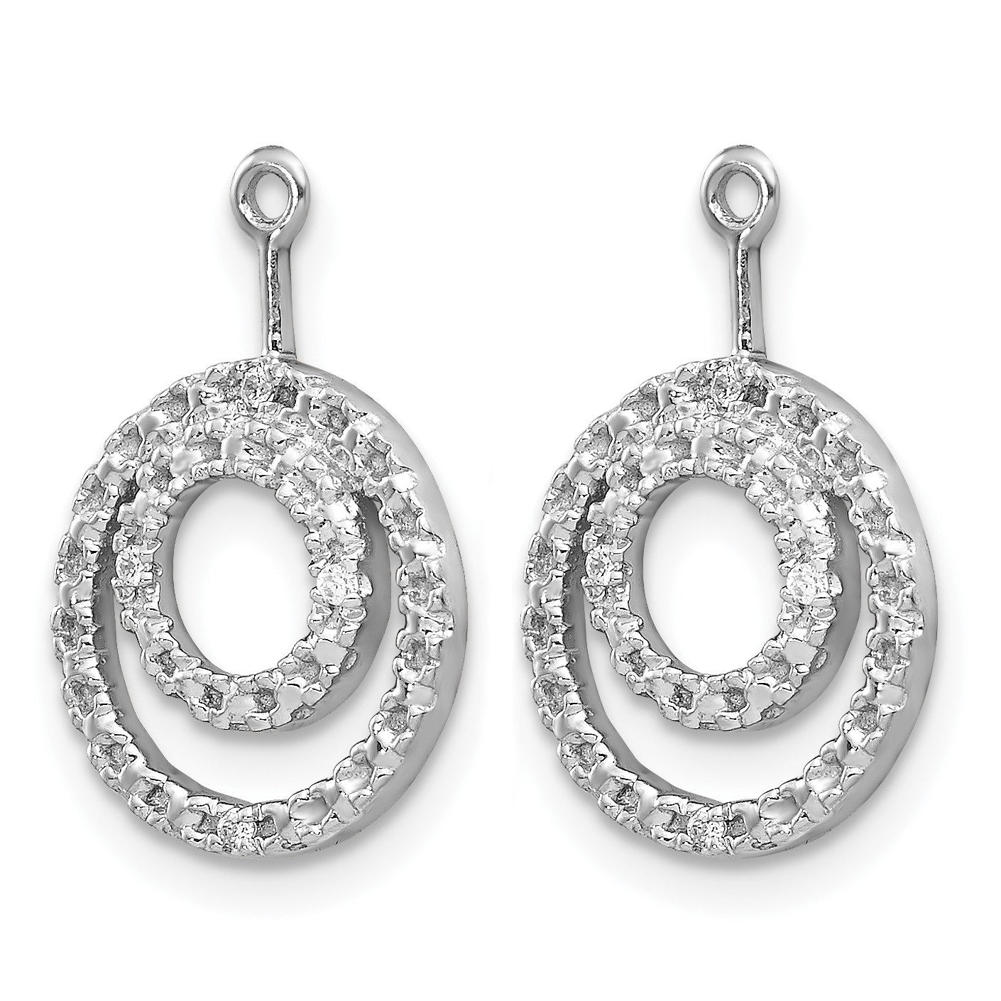 14k White Gold Double Circle Diamond Earring Jackets