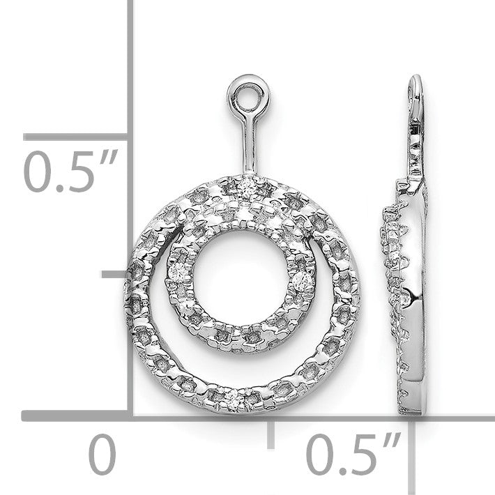 14k White Gold Double Circle Diamond Earring Jackets