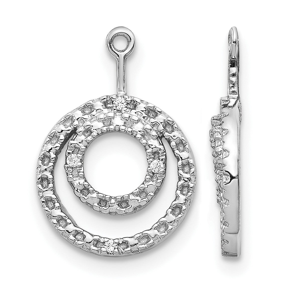 14k White Gold Double Circle Diamond Earring Jackets