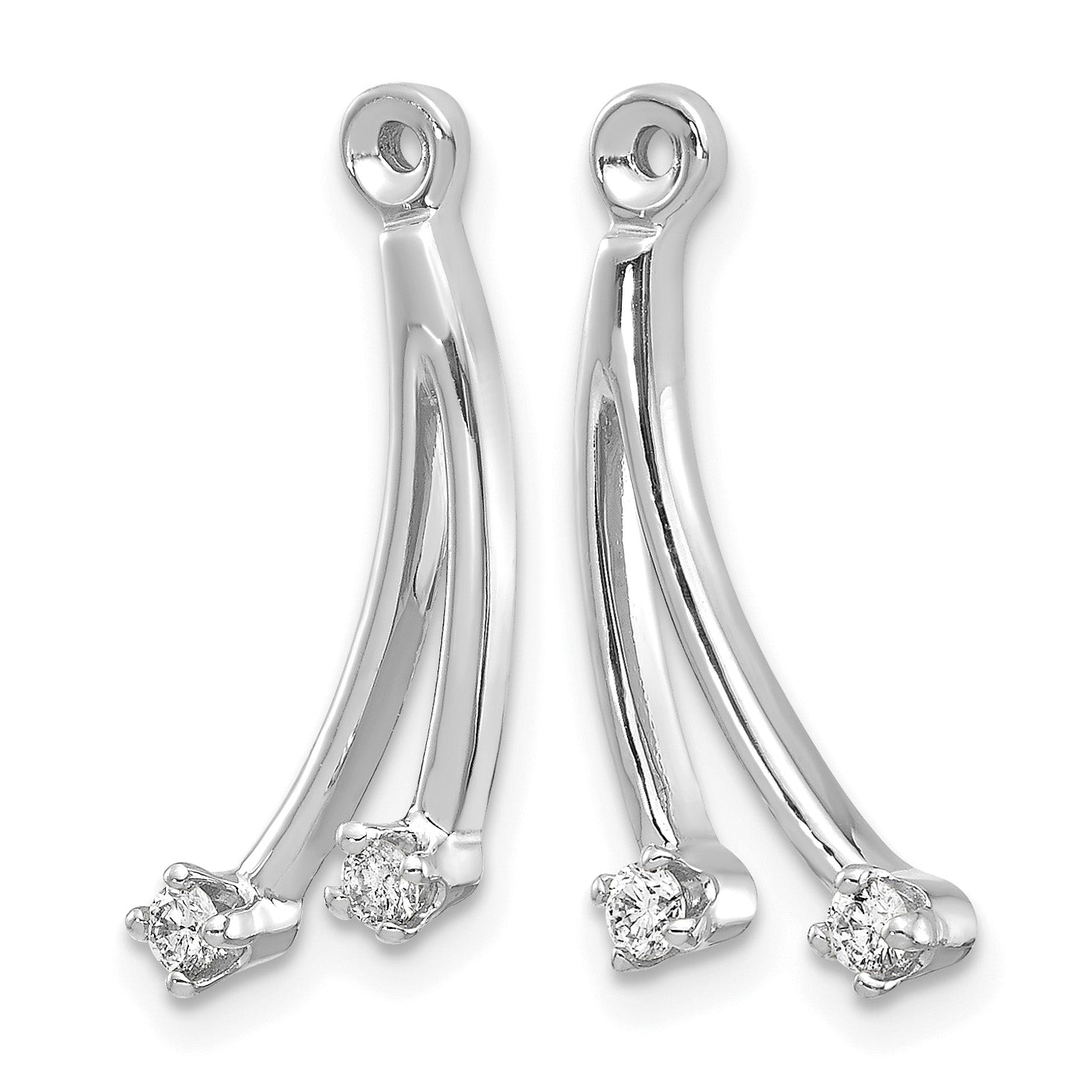 14k White Gold 2-Stone Dangle Diamond Earring Jacket Mountings