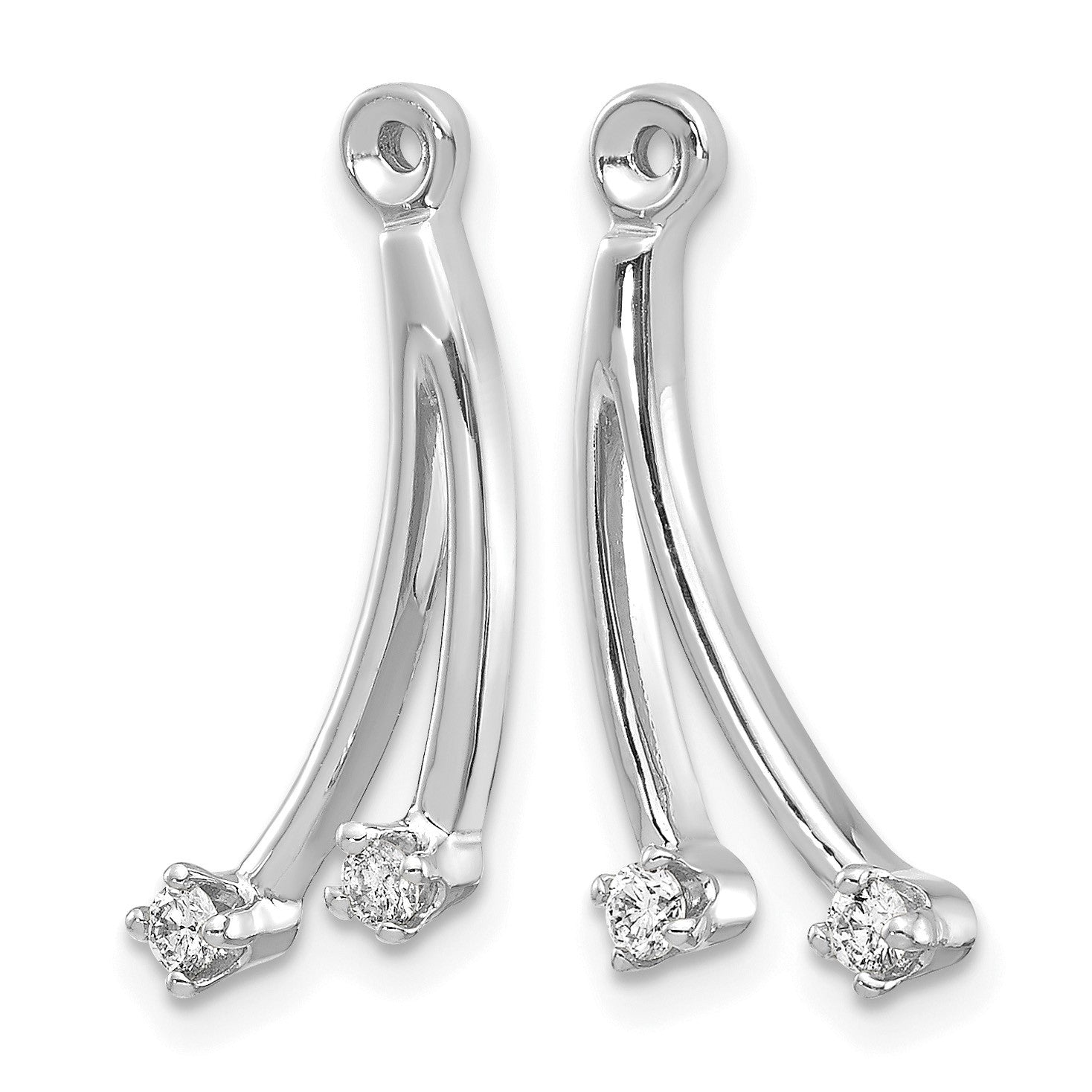 14k White Gold 2-Stone Dangle 1/8 carat AA Diamond Earring Jackets